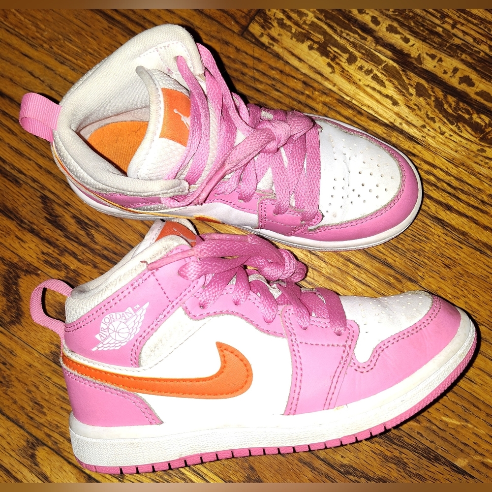 Air Jordan 1 mid pinksicle orange toddler shoes size 12C